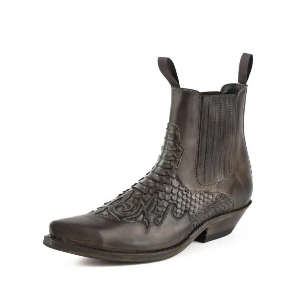 Cowboy Boots or Ankle Boots for Women and Men, Handcrafted, Dark Brown, Urban and Exotic 2500