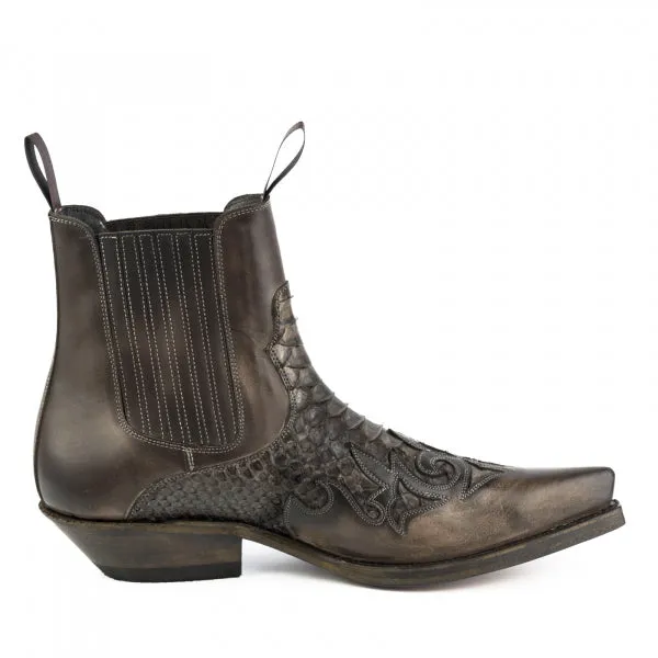 Cowboy Boots or Ankle Boots for Women and Men, Handcrafted, Dark Brown, Urban and Exotic 2500