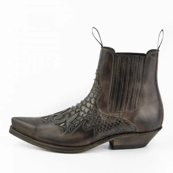 Cowboy Boots or Ankle Boots for Women and Men, Handcrafted, Dark Brown, Urban and Exotic 2500