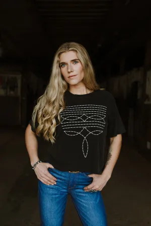 Cowboy Boots Toe Stitch Crop Tee