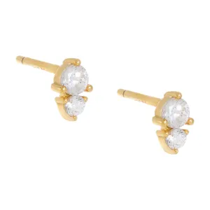 CZ Mini Double Stone Stud Earring