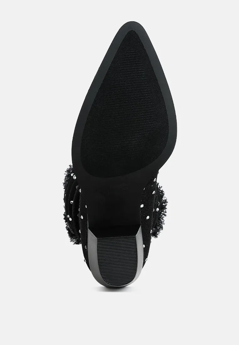 Diamante & Rhinestones Denim Boots By RUW