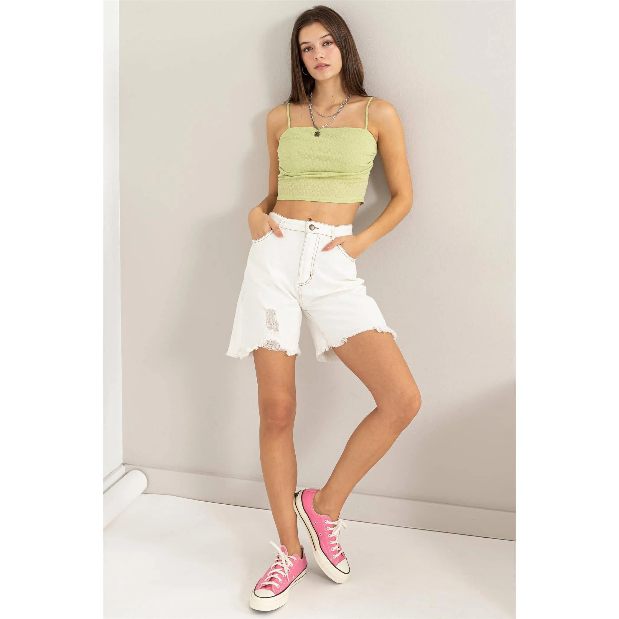 Distressed Bermuda Denim Shorts