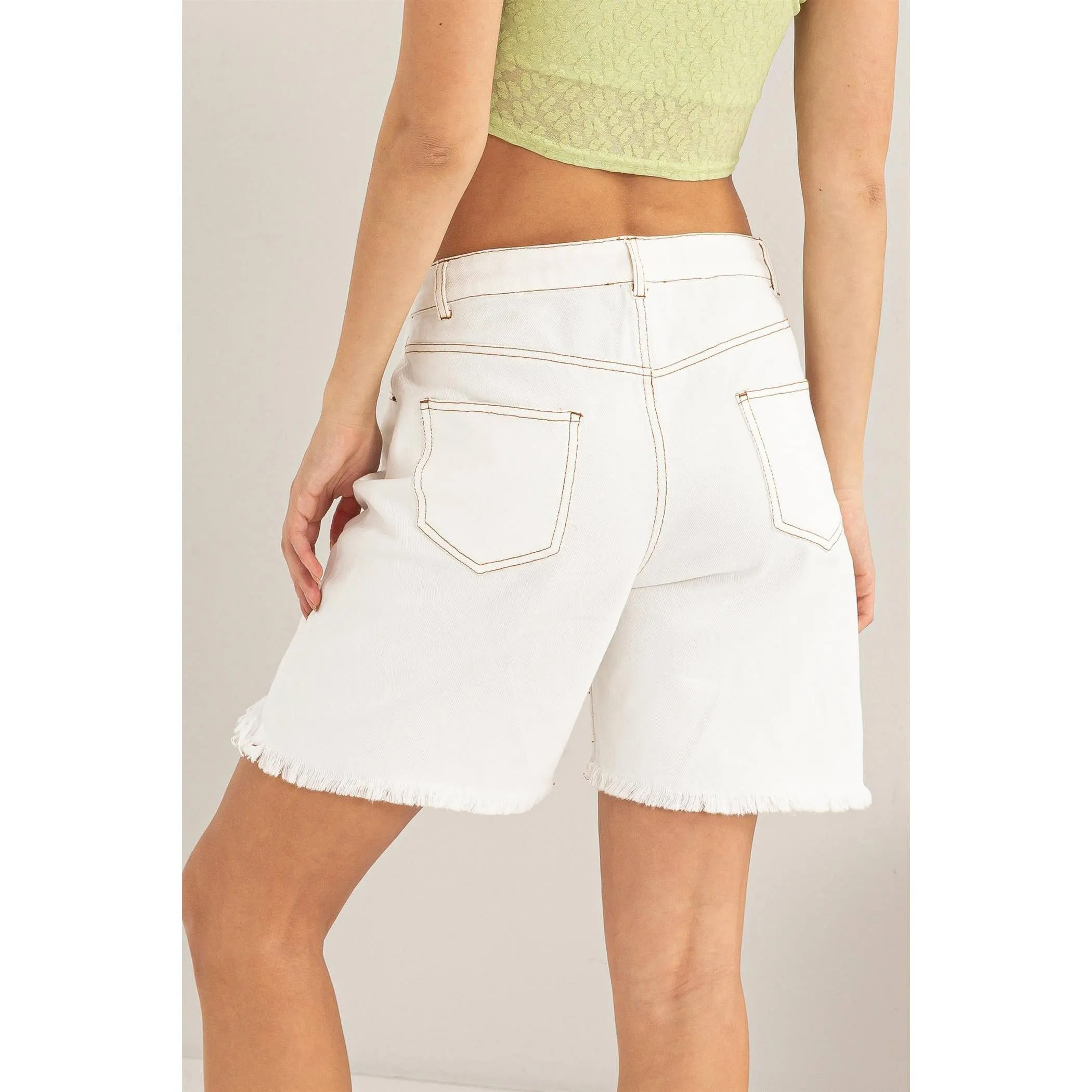 Distressed Bermuda Denim Shorts
