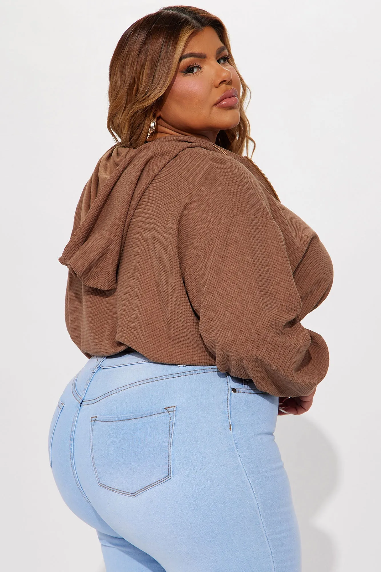 Divine Time Waffle Lounge Hoodie - Brown