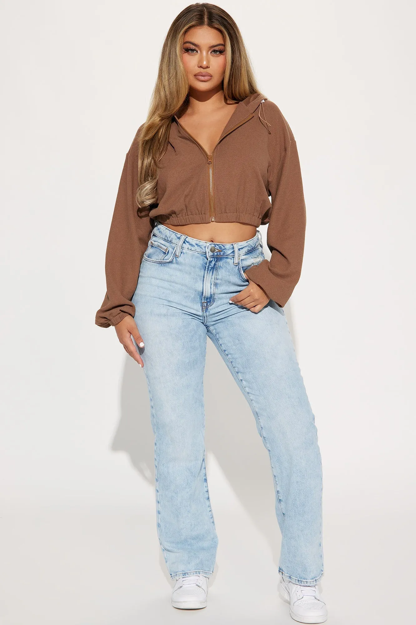Divine Time Waffle Lounge Hoodie - Brown