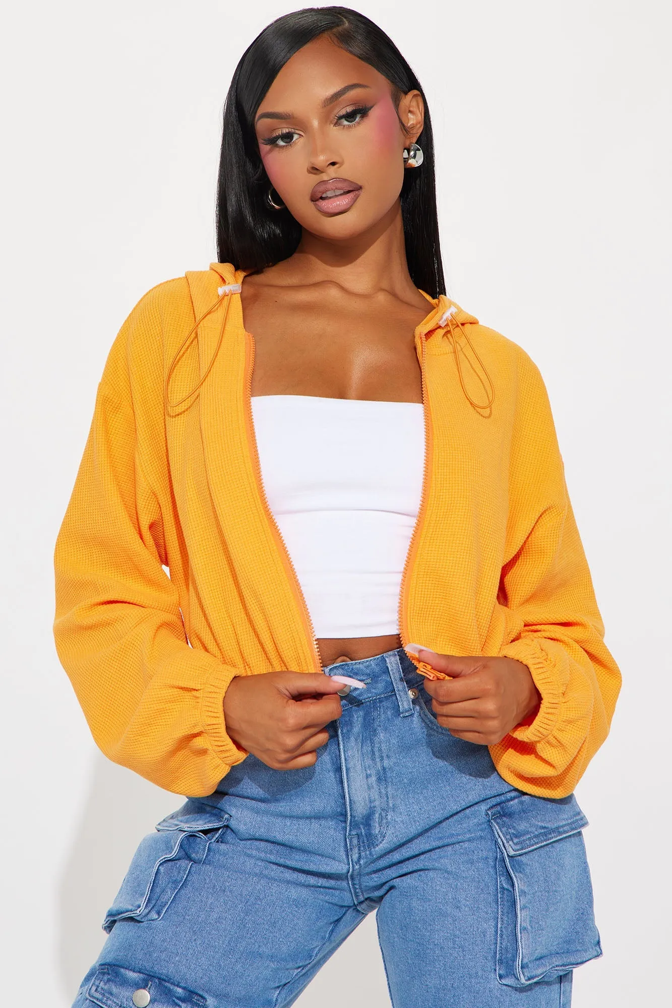 Divine Time Waffle Lounge Hoodie - Orange