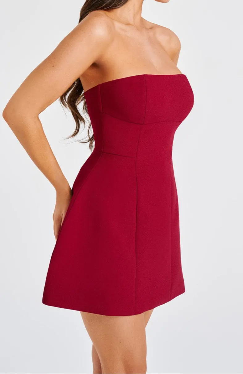Donna Mini Dress - Wine Red 
