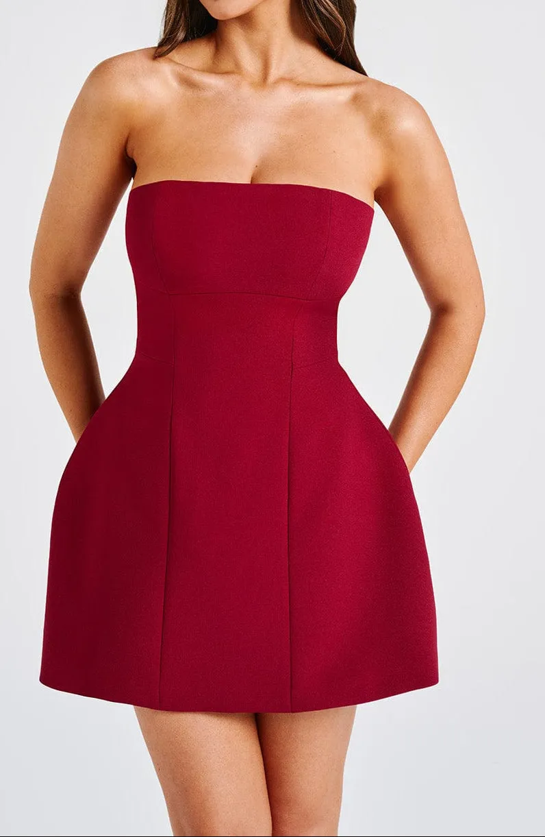 Donna Mini Dress - Wine Red 