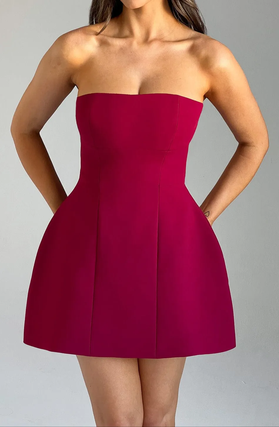 Donna Mini Dress - Wine Red 