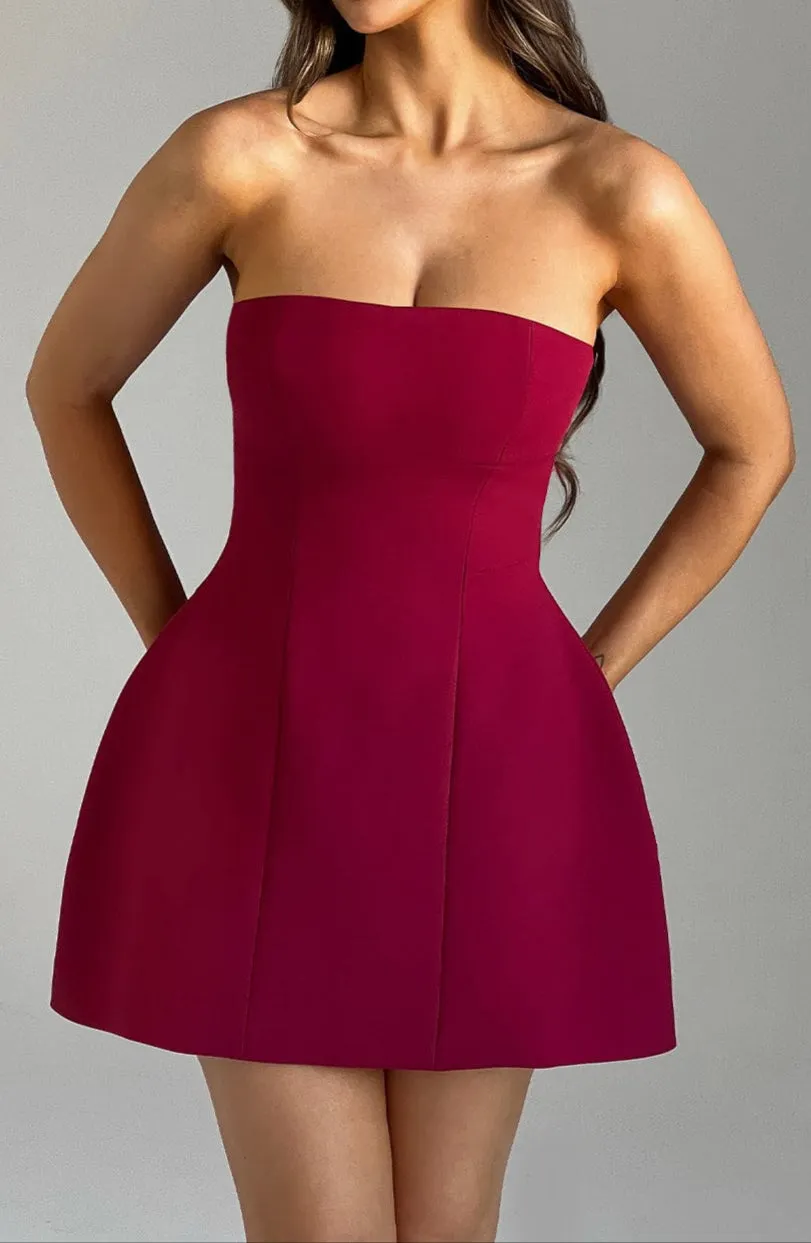 Donna Mini Dress - Wine Red 