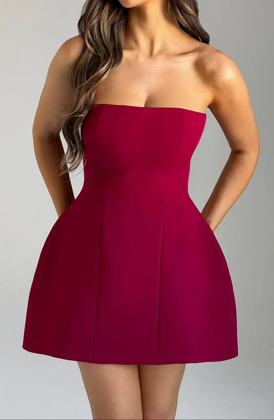 Donna Mini Dress - Wine Red 