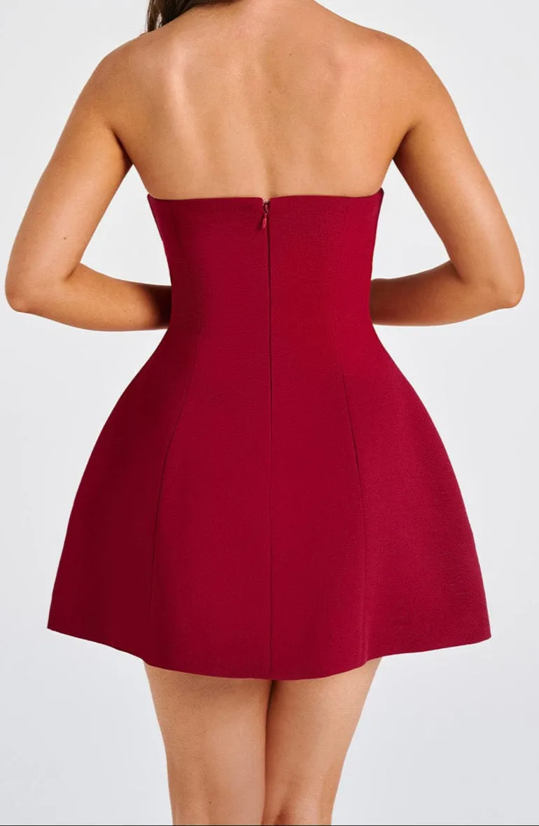 Donna Mini Dress - Wine Red 