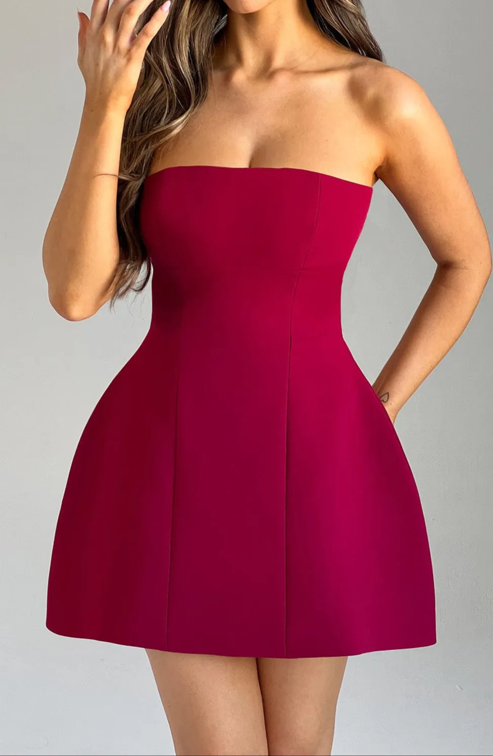 Donna Mini Dress - Wine Red 