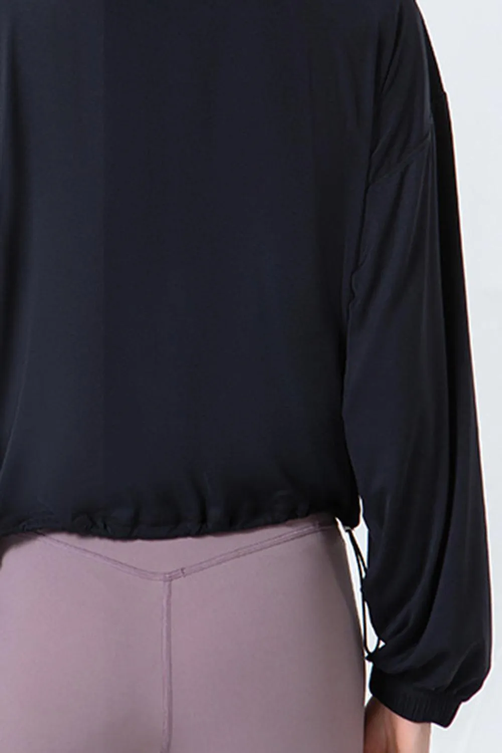 Drawstring Hem Zip Up Long Sleeve Active Jacket