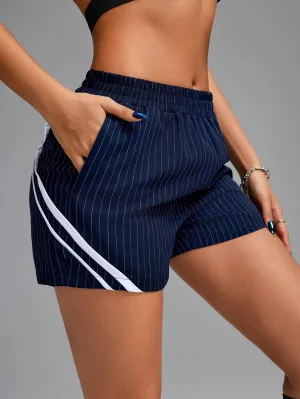 Drawstring Sport Shorts with Phone Pocket