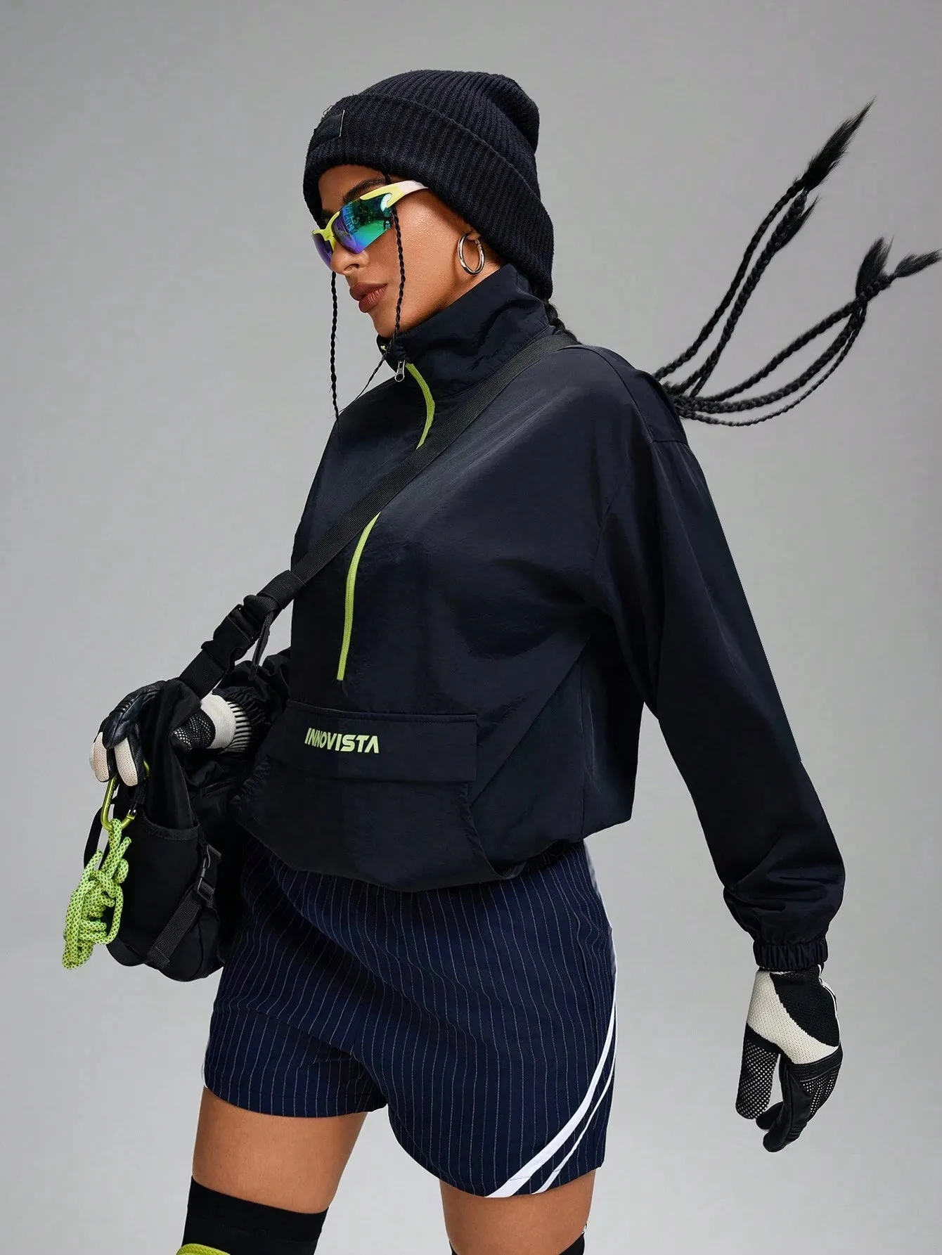Drawstring Sport Shorts with Phone Pocket