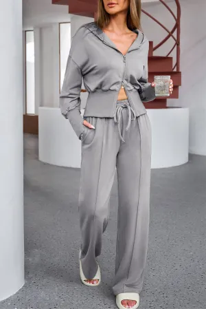 Dropped Shoulder Hoodie and Drawstring Pants  Set