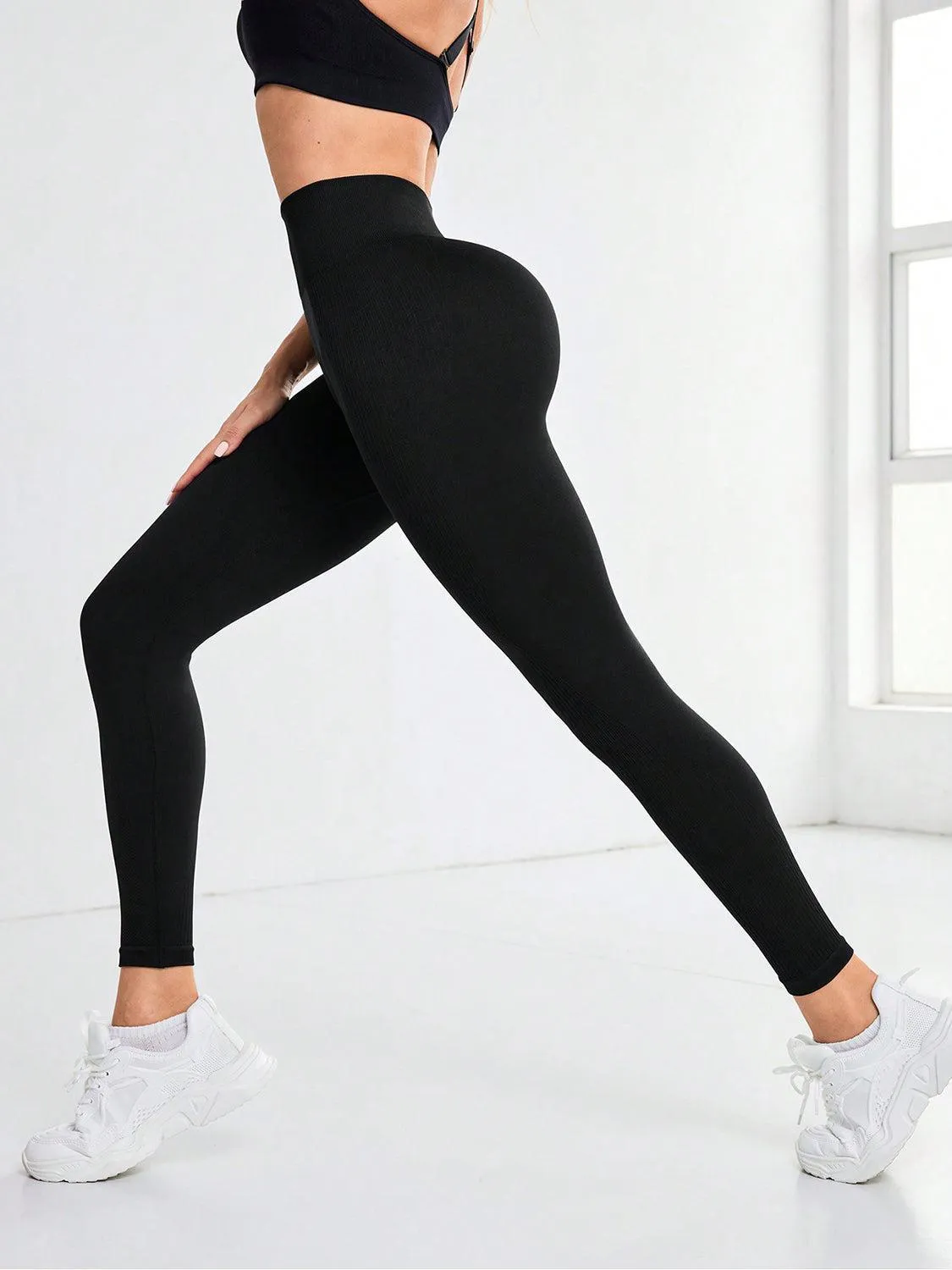 Eagerness High Waist Black Activewear Leggings