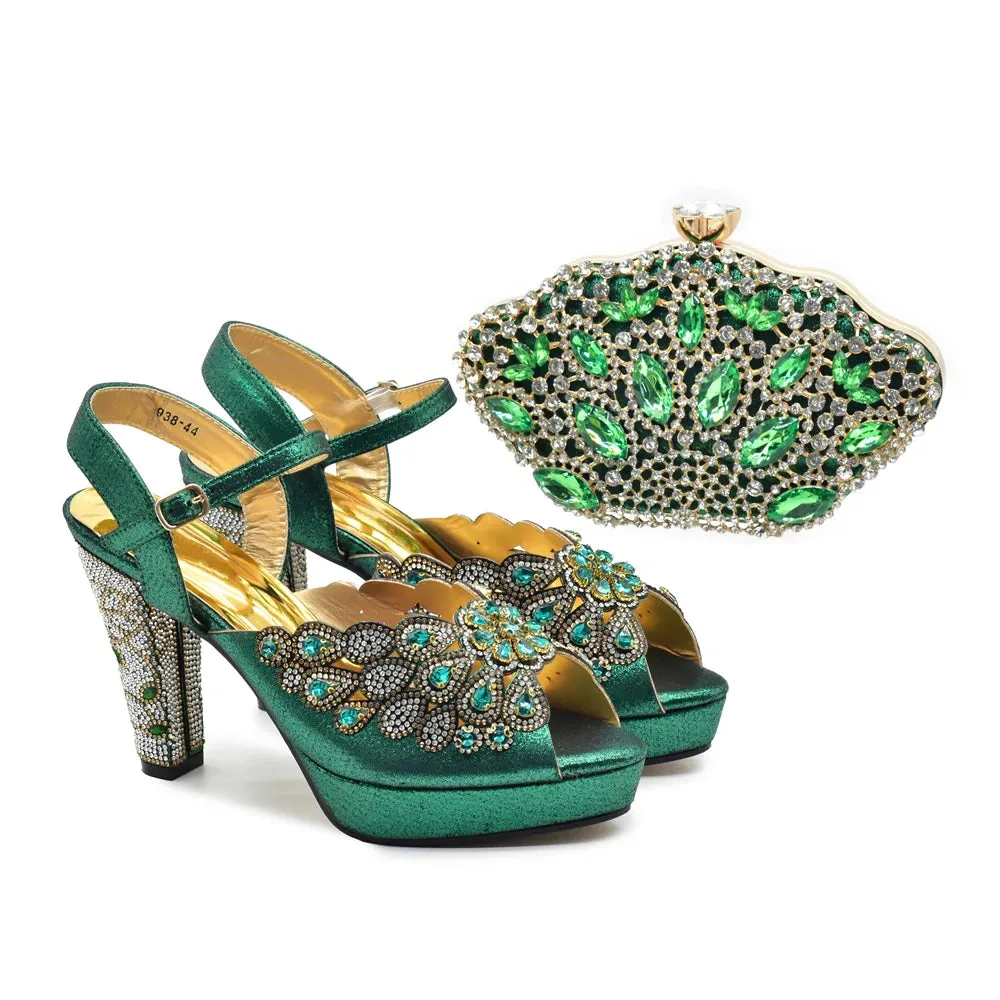 Elegant Black Peep Toe Heels & Bag Set for Parties