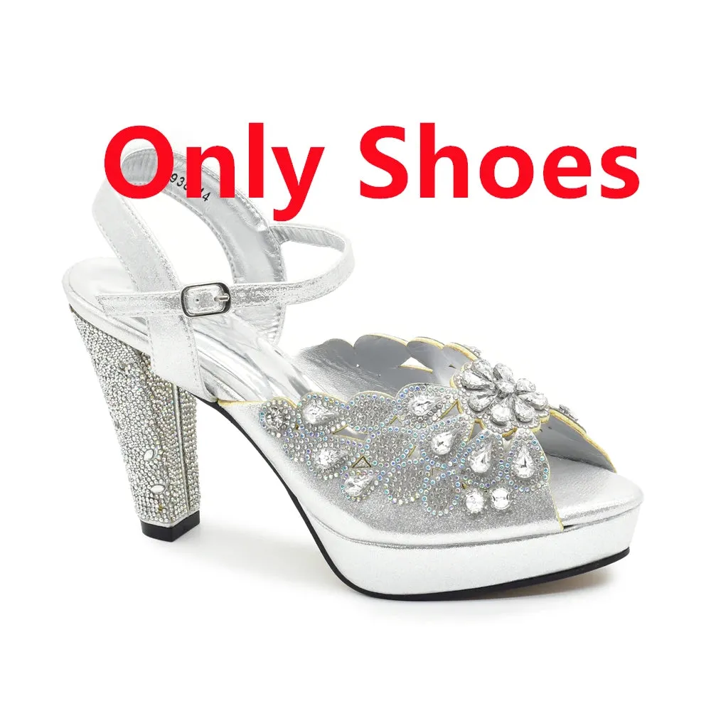 Elegant Black Peep Toe Heels & Bag Set for Parties