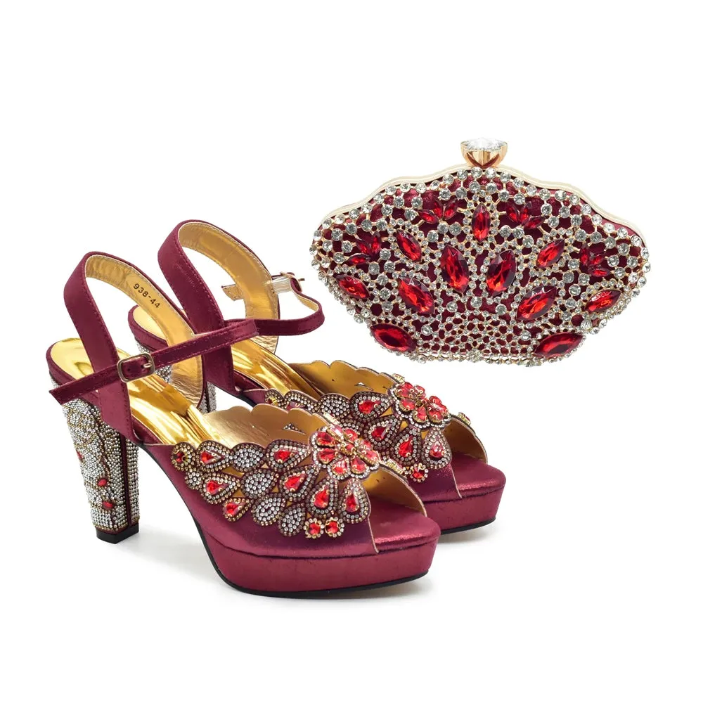 Elegant Black Peep Toe Heels & Bag Set for Parties
