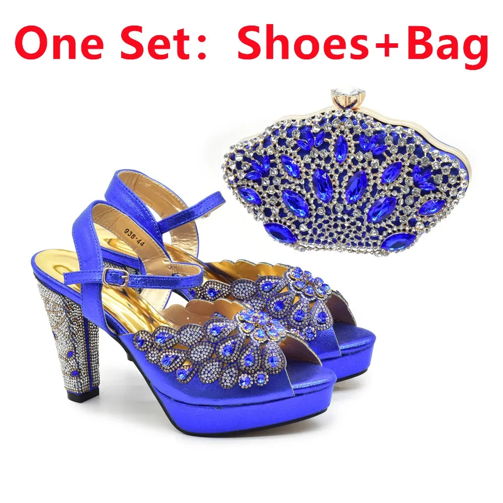 Elegant Black Peep Toe Heels & Bag Set for Parties