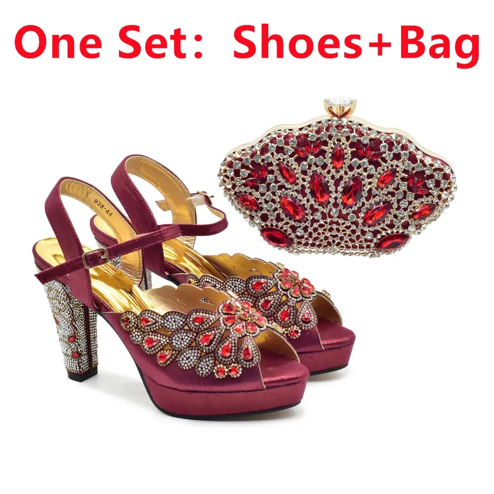 Elegant Black Peep Toe Heels & Bag Set for Parties