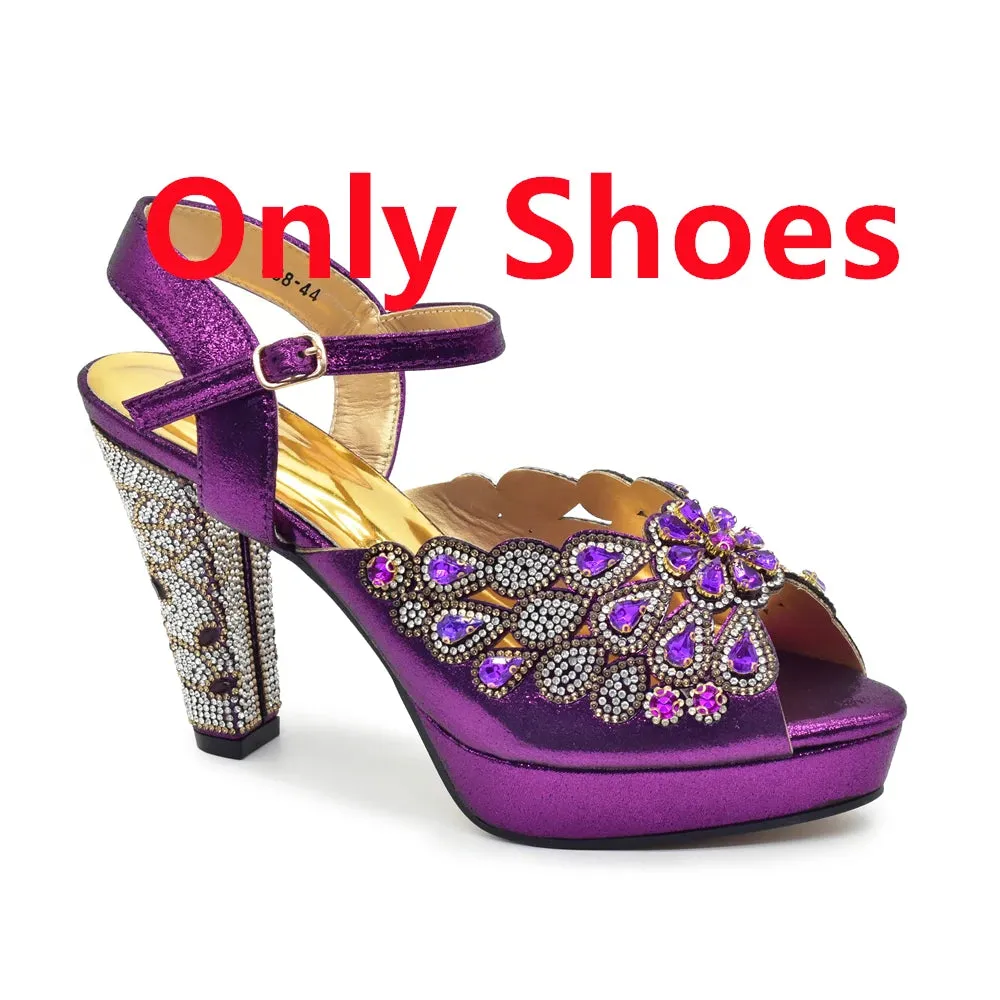 Elegant Black Peep Toe Heels & Bag Set for Parties