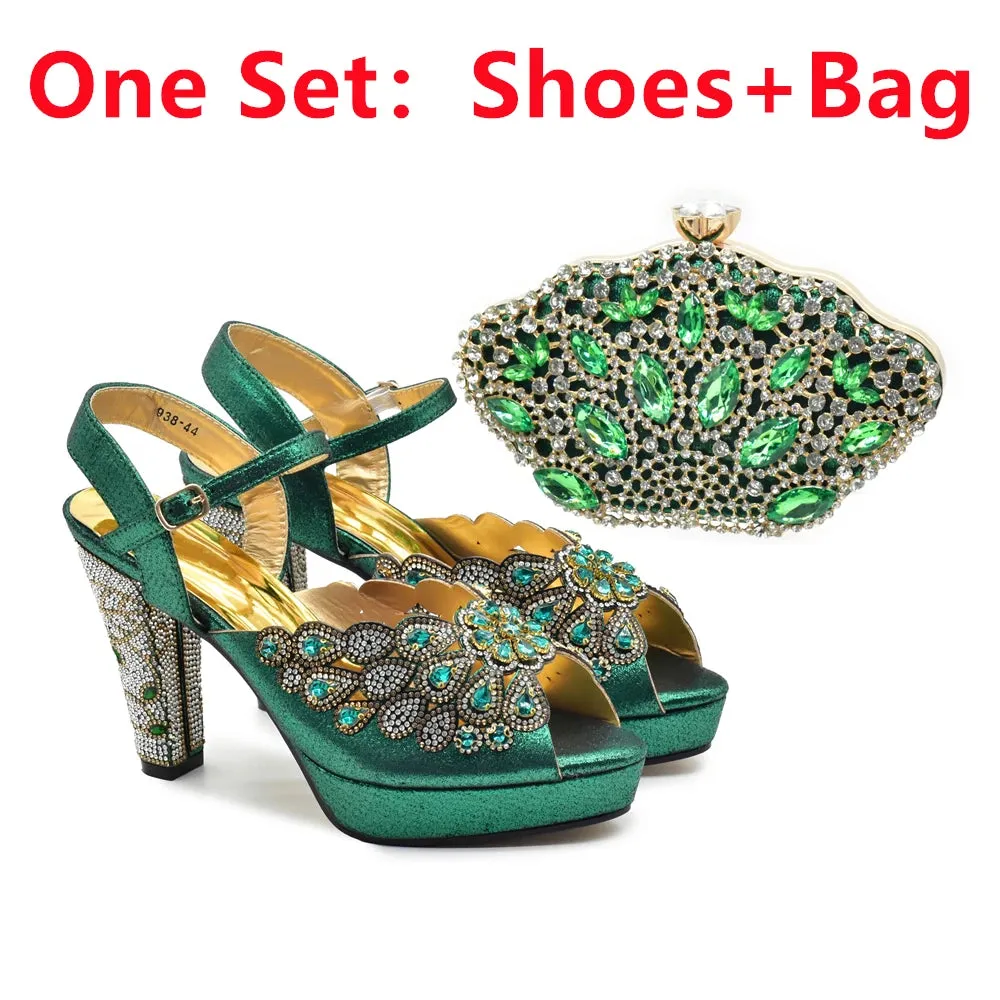 Elegant Black Peep Toe Heels & Bag Set for Parties