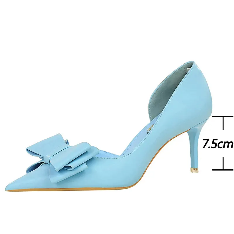 Elegant High-Heeled Pumps with Bowknot Detail