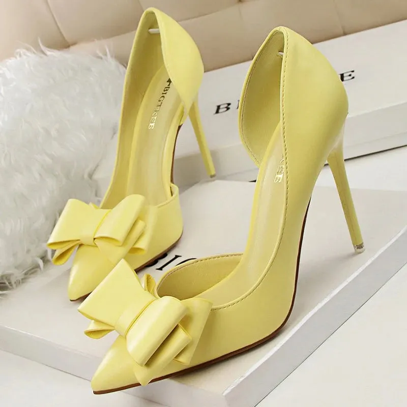 Elegant High-Heeled Pumps with Bowknot Detail