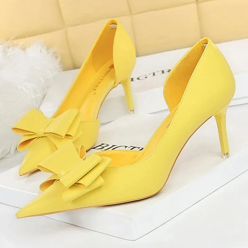 Elegant High-Heeled Pumps with Bowknot Detail