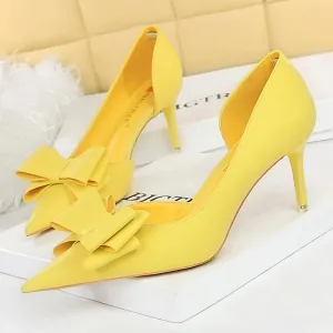 Elegant High-Heeled Pumps with Bowknot Detail
