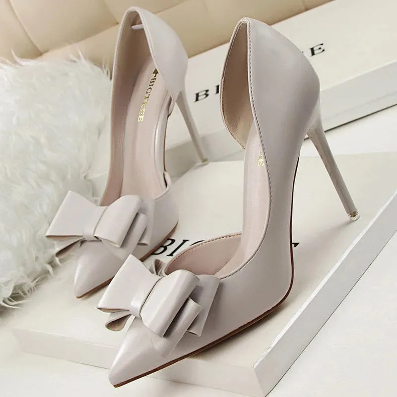 Elegant High-Heeled Pumps with Bowknot Detail