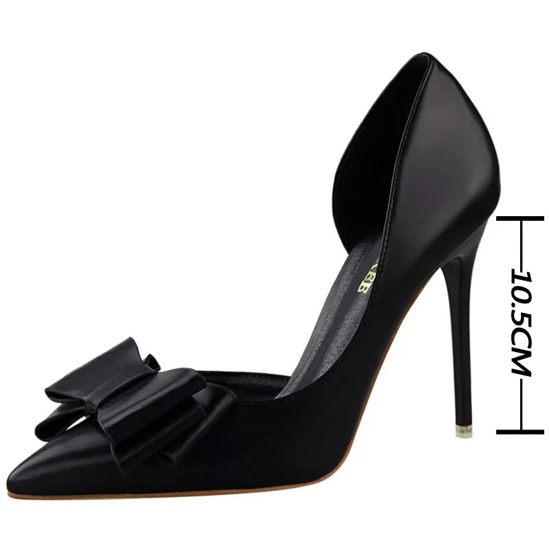 Elegant High-Heeled Pumps with Bowknot Detail