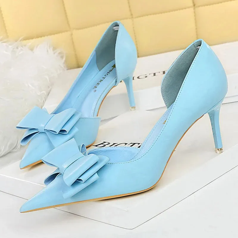 Elegant High-Heeled Pumps with Bowknot Detail