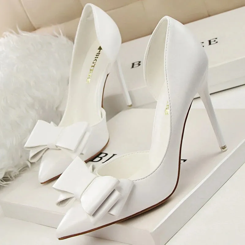 Elegant High-Heeled Pumps with Bowknot Detail