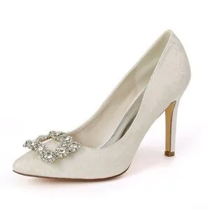 Elegant lace bridal heels pointed toe lady pumps