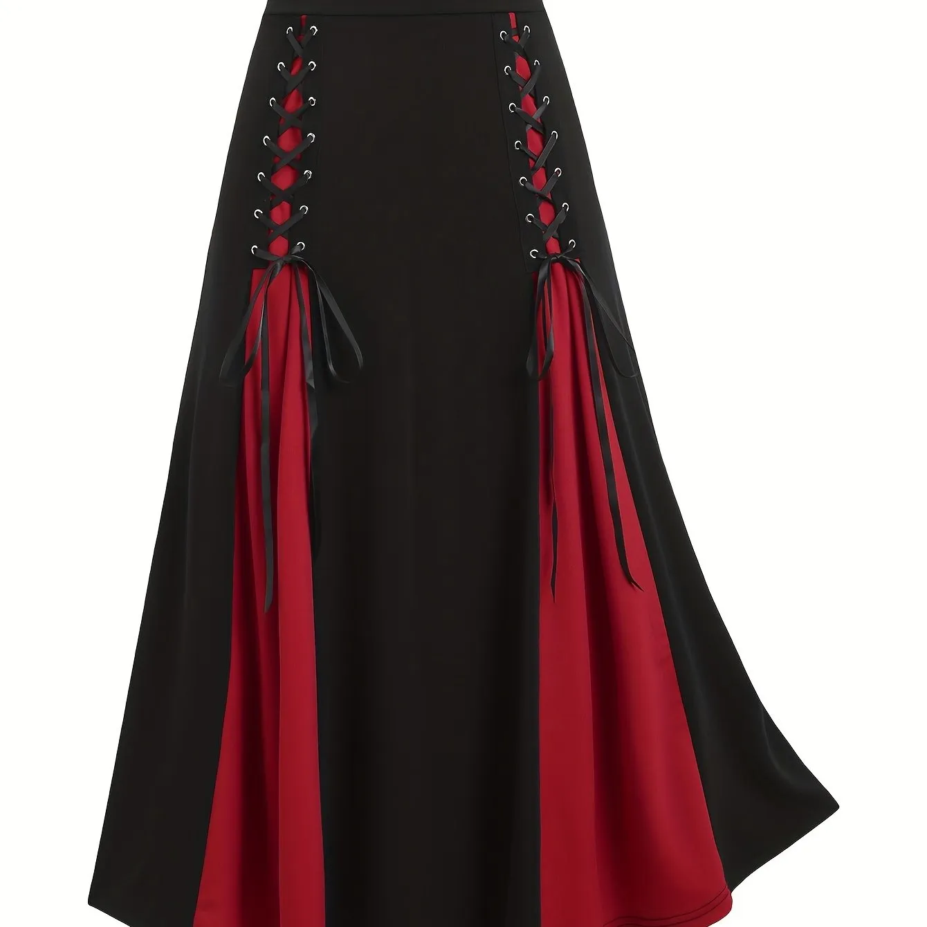 Elegant Plus-Size Women's A-Line Skirt - High Waist Color Block