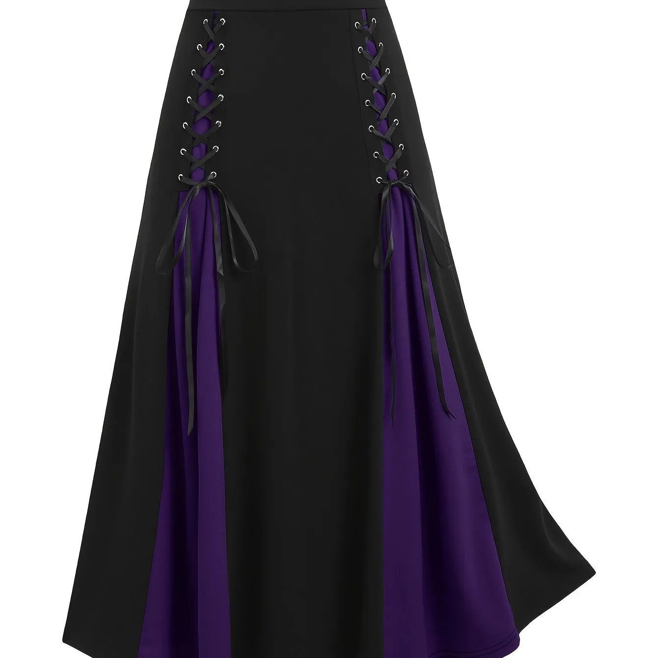 Elegant Plus-Size Women's A-Line Skirt - High Waist Color Block