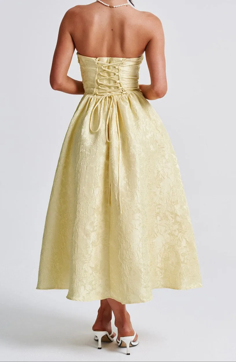 Emily Midi Dress - Lemon Yellow