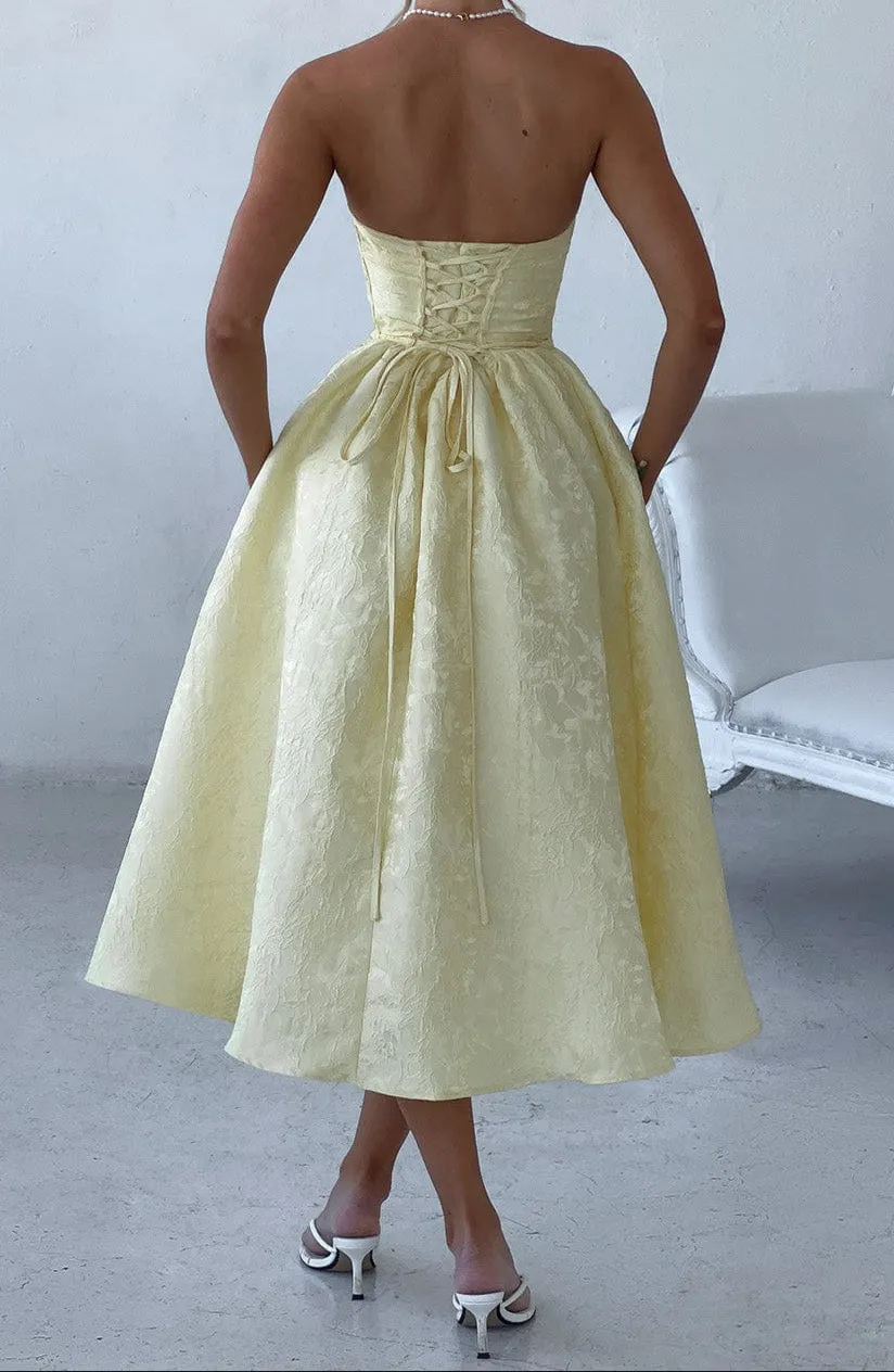 Emily Midi Dress - Lemon Yellow