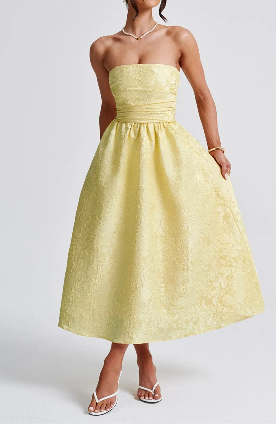 Emily Midi Dress - Lemon Yellow