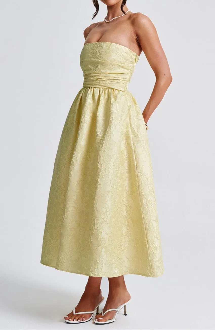 Emily Midi Dress - Lemon Yellow
