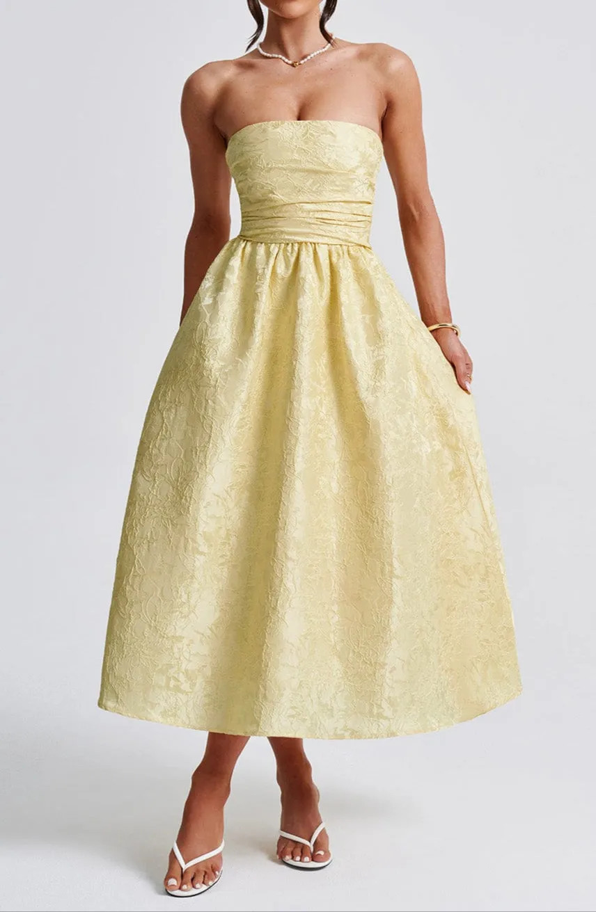 Emily Midi Dress - Lemon Yellow