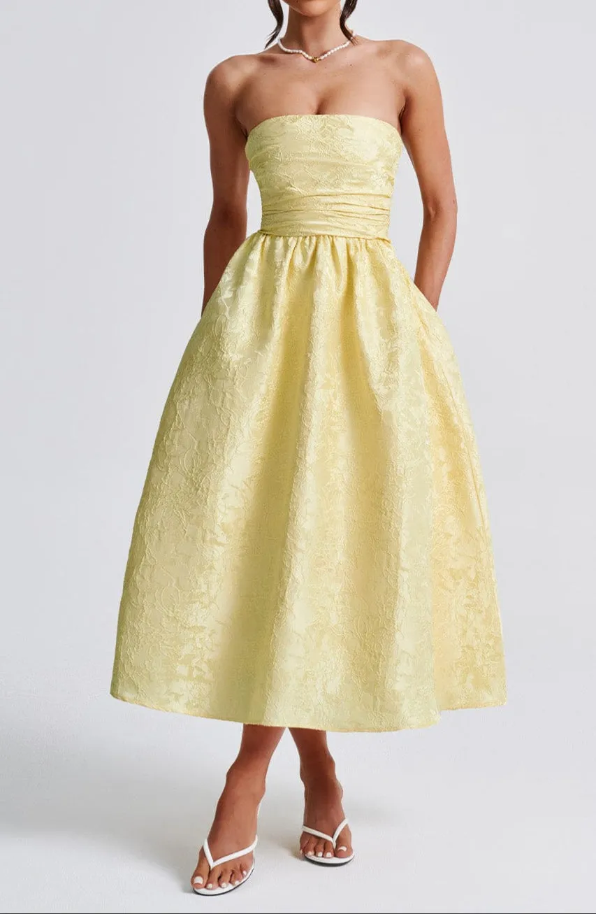 Emily Midi Dress - Lemon Yellow