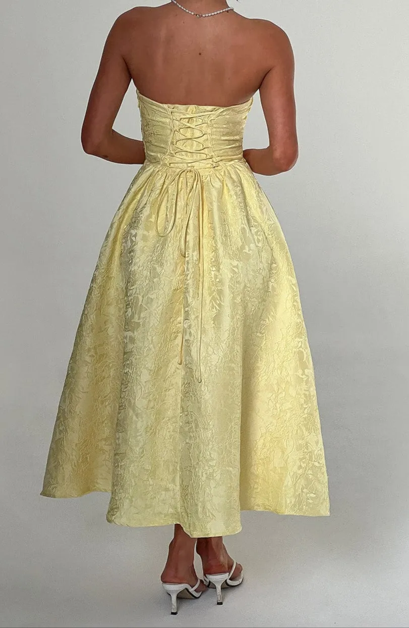 Emily Midi Dress - Lemon Yellow