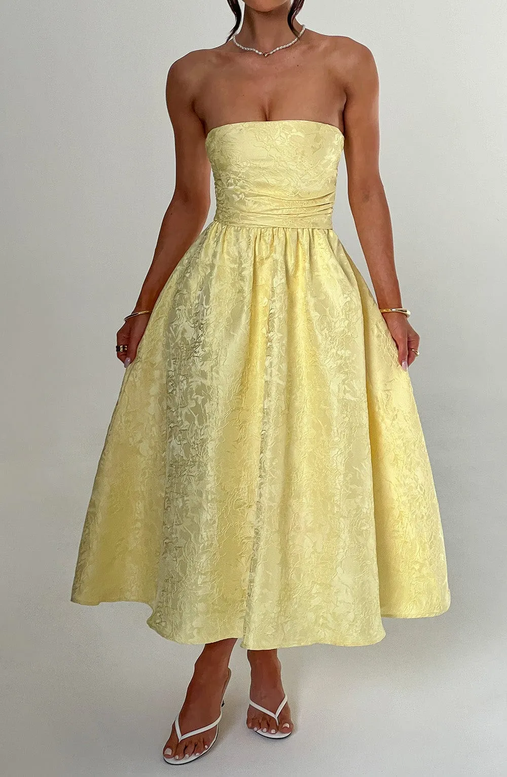 Emily Midi Dress - Lemon Yellow