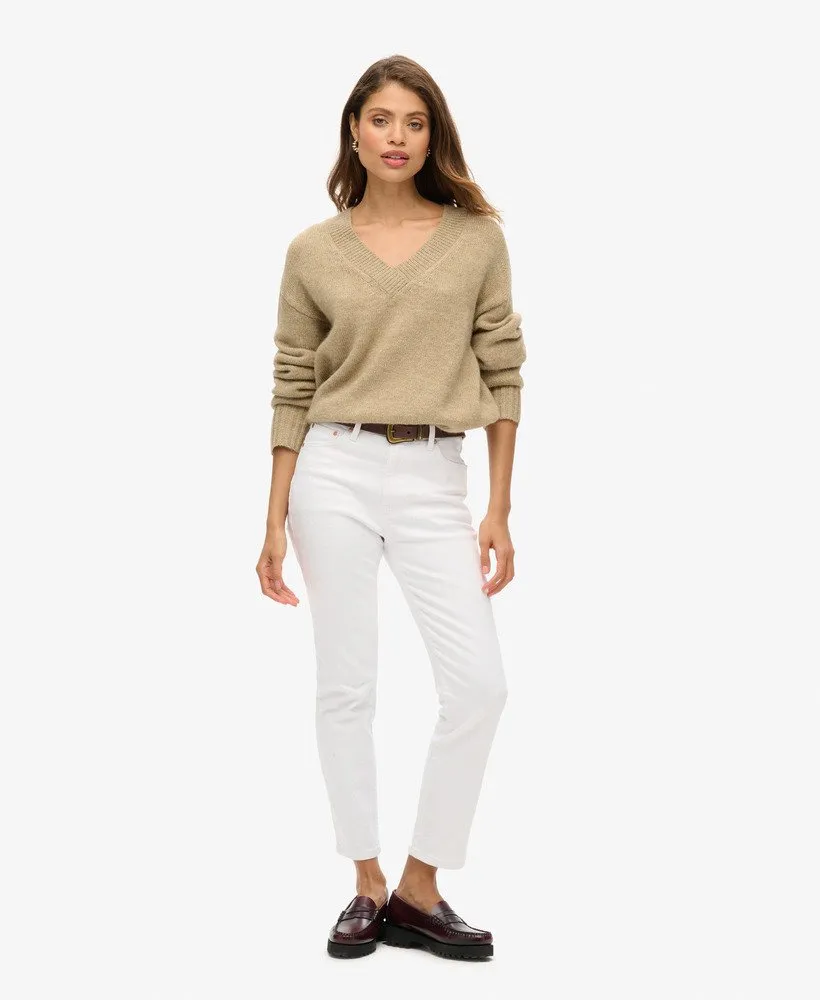 Essential V Neck Jumper | Fudge Brown